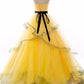 sweetheart yellow tulle long prom dress, PD1856