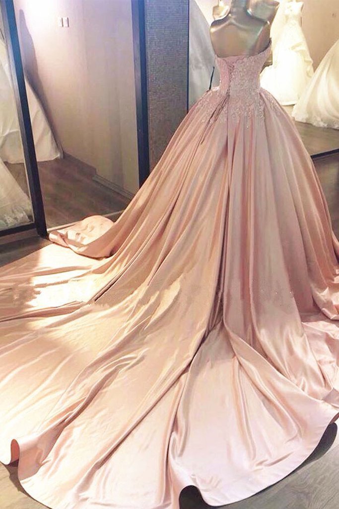 sweetheart A-line dusty pink long sweet 16 prom dress, PD2154