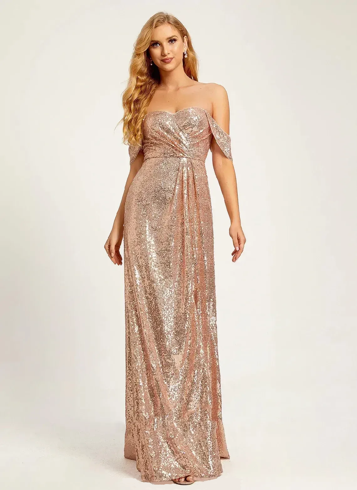 Floor-Length A-Line Sequined Bridesmaid Dresses, PD221101