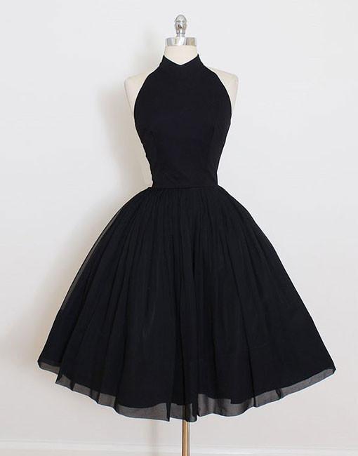 black homecoming dress, little black dress, short prom dress, halter homecoming dress, homecoming dress, BD3900