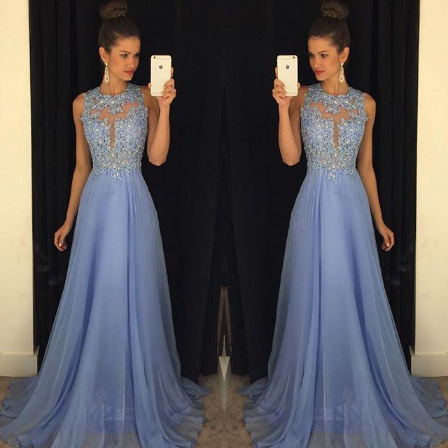 Lavender Prom DressesFormal Long Bridesmaid Dresses A Line Crew Neck Zip Back Chiffon Party Gowns ZF0001