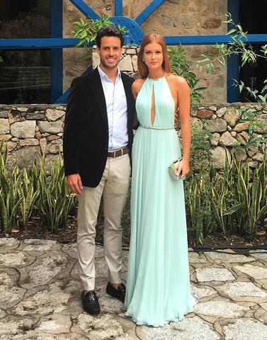 chiffon long mint green formal dress for prom, PD2364