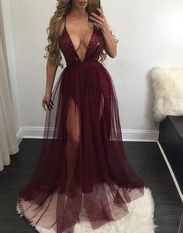 burgundy prom dress, long prom dress, sexy prom dress, charming prom dress, evening dress, BD25637