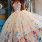 tulle strapless A-line appliques long prom dress, PD6546