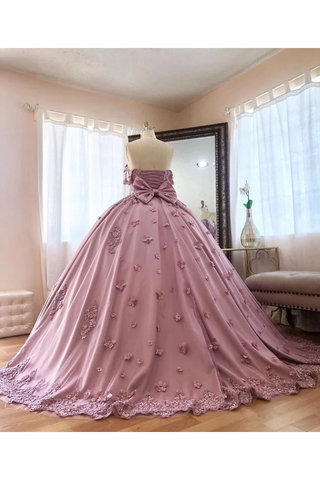 Ball Gown Off The Shoulder Tulle Quinceanera Dress With Lace Appliques, Puffy Prom Dress,JL20013