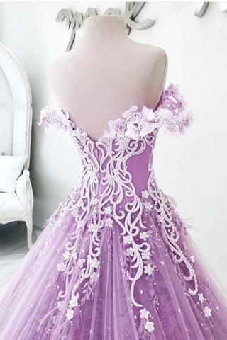 Off The Shoulder Gorgeous Long Prom Dress, Charming Formal Dress With Flowers,JL20017