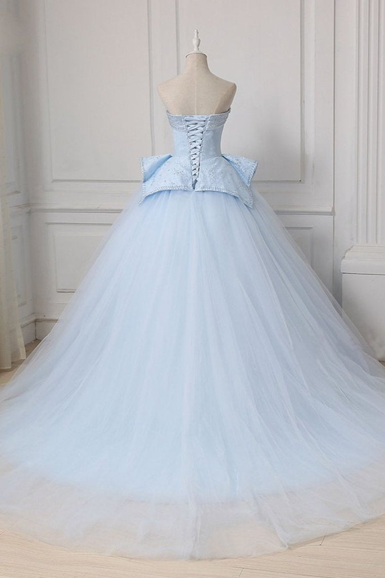 Sweetheart Ball Gown Beading Tulle Prom Dress, Court Train Quinceanera Dress,JL20018
