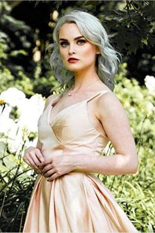 Spaghetti Straps Long Satin Prom Dress, A Line Simple Long Formal Dress,JL20021