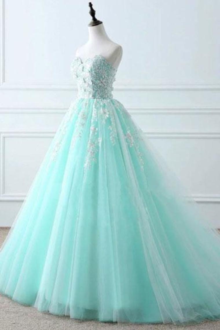 Sweetheart Puffy Tulle Prom Dress with Lace Appliques | JLDressCA US2 / Pic color Sweetheart Puffy Tulle Prom Dress with Lace Appliques | JLDressCA US2 / Pic color