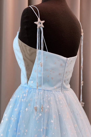 Charming A Line Spaghetti Straps Tulle Prom Dresses With Stars, Dance Dresses,JL20033