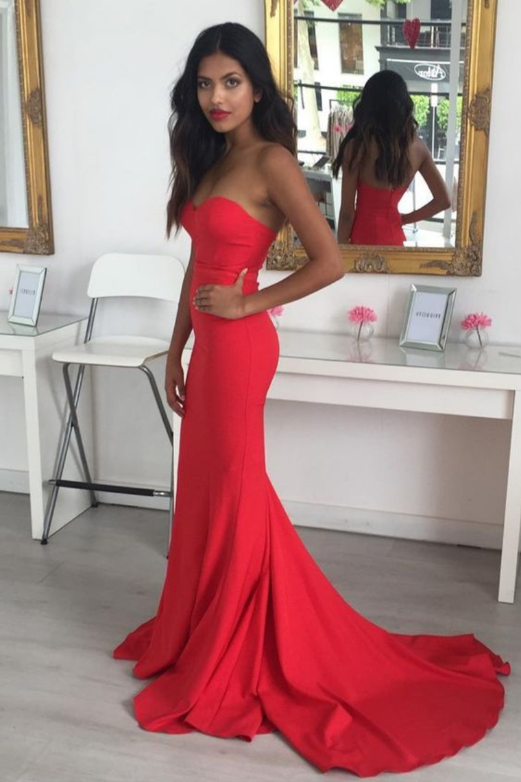 Simple Sweetheart Prom Dresses Court Train Formal Dress,JL20042