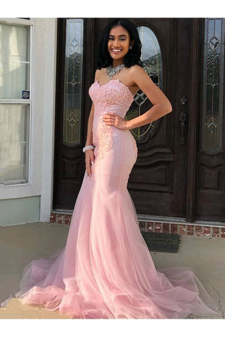 Sweetheart Mermaid/Trumpet Long Prom Dress With Appliques,JL20043