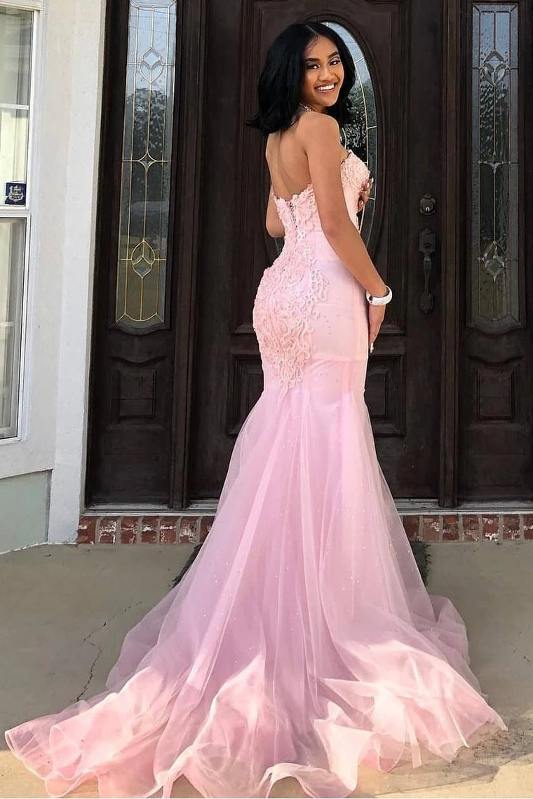 Sweetheart Mermaid/Trumpet Long Prom Dress With Appliques,JL20043