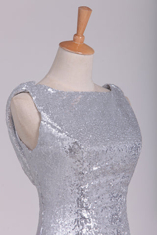 Open Back Bridesmaid Dresses Scoop Sequins Floor Length,JL20059