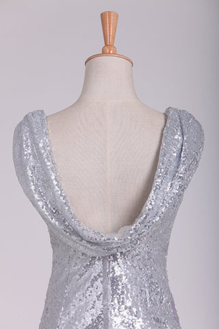 Open Back Bridesmaid Dresses Scoop Sequins Floor Length,JL20059