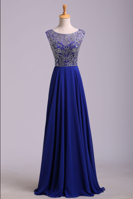Nest Prom Dresses, A-line Scoop Floor-Length Chiffon Dark Royal Blue Beaded Bodice V-back JLDressCA Nest Prom Dresses, A-line Scoop Floor-Length Chiffon Dark Royal Blue Beaded Bodice V-back JLDressCA