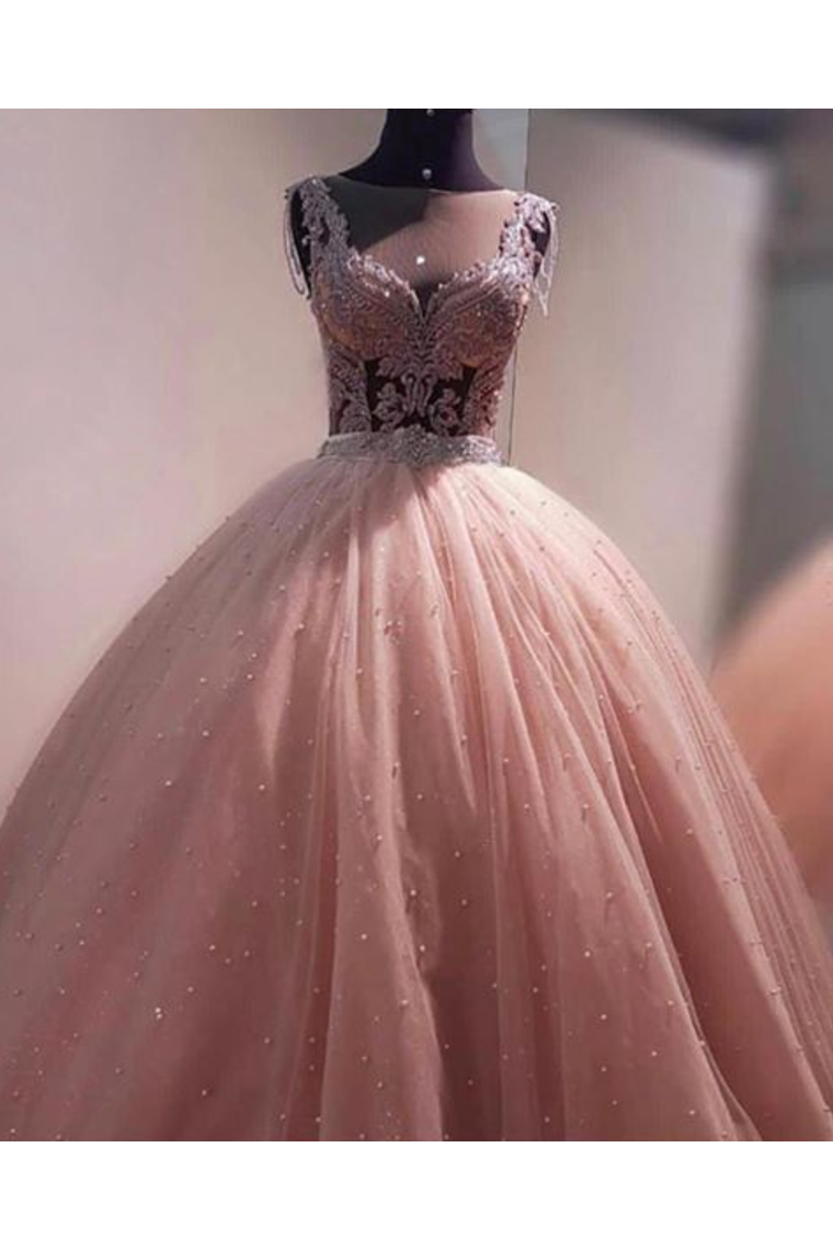 Ball Gown Prom Dress With Beads, Floor Length Quinceanera Dress,JL20105