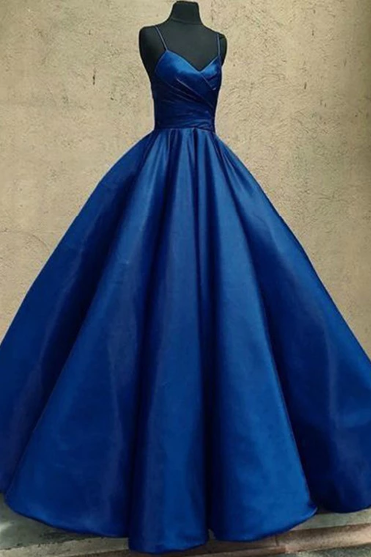 Ball Gown Spaghetti Straps Satin Floor Length Prom Dresses, Long Quinceanera Dresses,JL20138