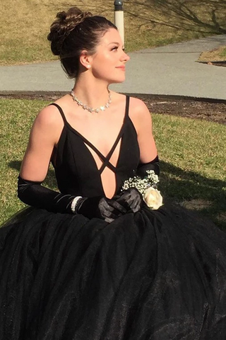 Fashion Spaghetti Straps Black Prom Dresses Floor Length Evening Party Dresses,JL20140