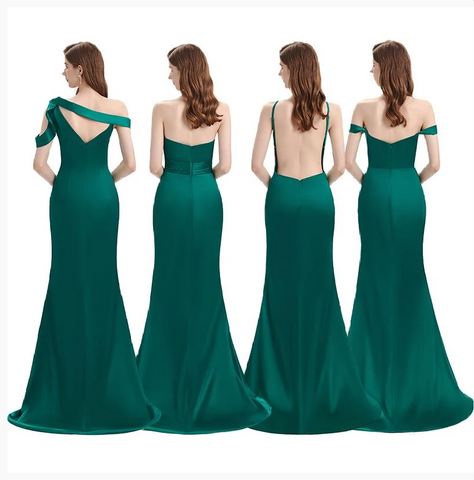 Shop Emerald Green Mismatched Mermaid Bridesmaid Dresses - JLDressCA
