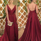 burgundy v-neck formal elegant long 2017 prom dress, PD45696