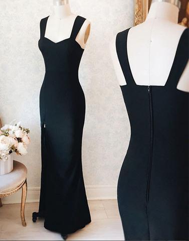 Long Black Evening Dress with Side Slit, PD45693