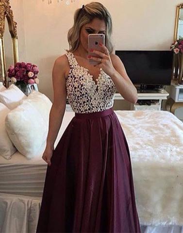 A Line prom dress, burgundy prom dress, 2020 prom dress, long prom dress, charming prom gown, BD12634