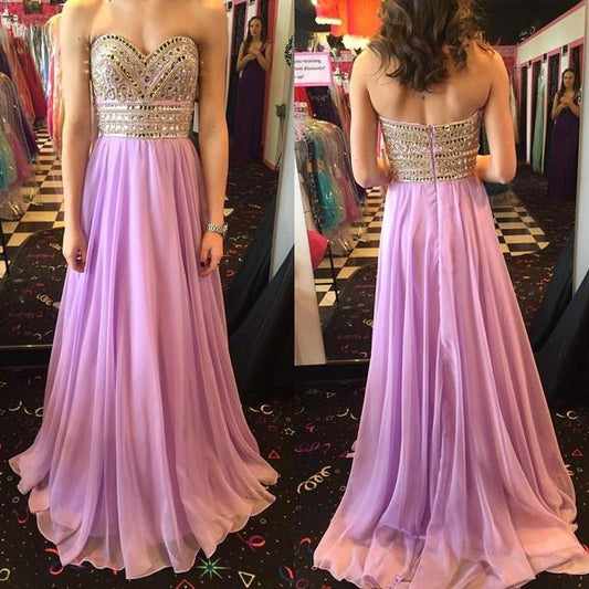 lilac prom dress, long prom dress, sweetheart prom dress, beaded prom dress, charming evening dress, BD97