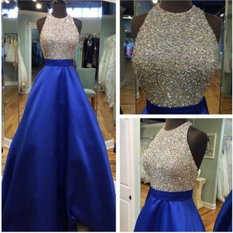 A-line prom dress, long prom dress, royal blue prom dress, charming prom dress, evening gown, BD116