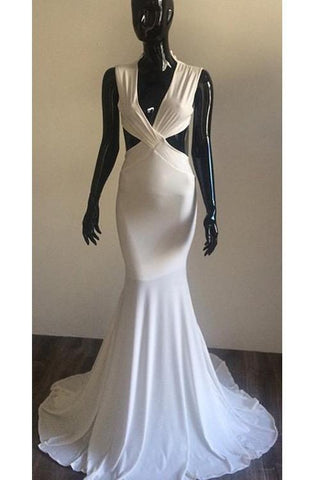 white prom dress, long prom dress, sexy prom dress, backless prom dress, formal evening gown, BD124