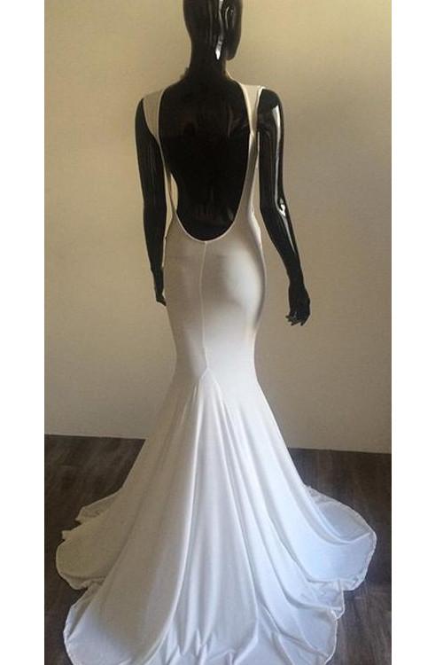 white prom dress, long prom dress, sexy prom dress, backless prom dress, formal evening gown, BD124