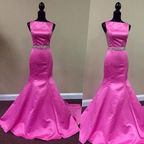 hot pink prom dress, long prom dress, mermaid prom dress, formal prom dress, evening dress 2017, BD129