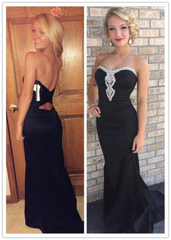 black prom dress, mermaid prom dress, formal prom dress, long prom dress, strapless evening dress, BD102