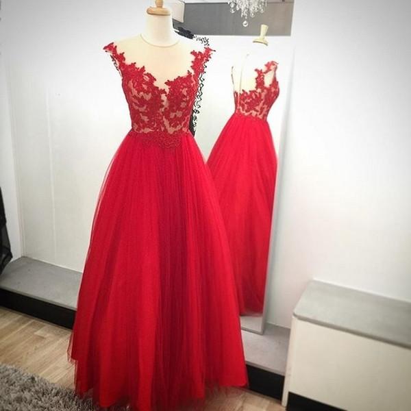 red prom dress, long prom dress, A-line prom dress, formal prom dress, evening gown , BD106