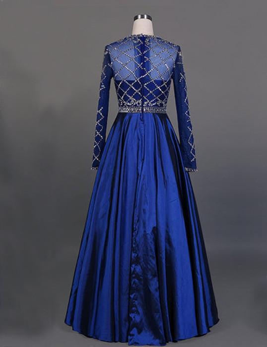 Royal Blue Long Sleeves Prom Dress - Modest A-Line Evening Dress | JLDressCA Royal Blue Long Sleeves Prom Dress - Modest A-Line Evening Dress | JLDressCA