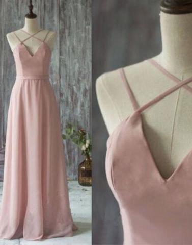 long prom dress, dusty pink prom dress, prom dress, simple prom dress, BD12643