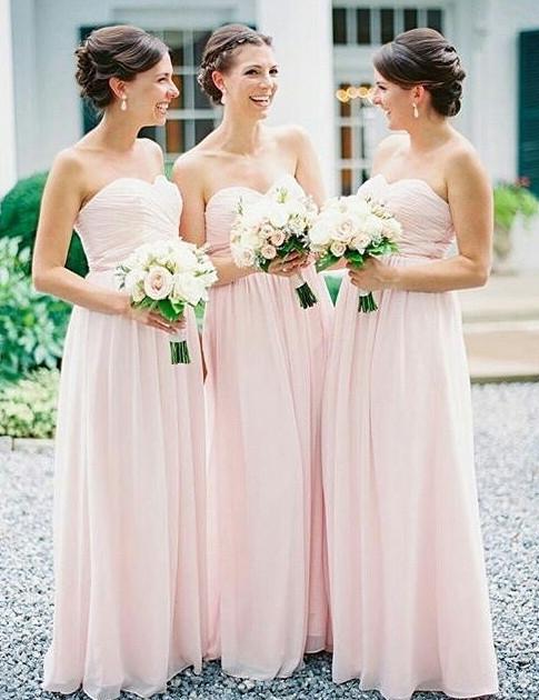 Simple Bridesmaid Dress,Strapless Bridesmaid Dress,A-line Bridesmaid Dress,Pink Bridesmaid Dress,Long Bridesmaid Dress, PD0039