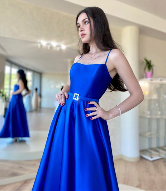 Long A-Line Satin Prom Dress, PD221030