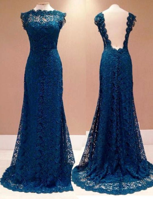 Elegant Bridesmaid Dress,Lace Bridesmaid Dress,A-line Bridesmaid Dress,Backless Bridesmaid Dress,Navy Blue Bridesmaid Dress, PD0040