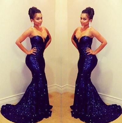royal blue prom dress, long prom dress, mermaid prom dress, sequin prom dress, sweetheart evening dress, BD0013