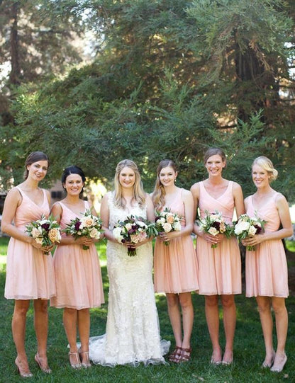 Cute Bridesmaid Dress,V-neck Bridesmaid Dress,Charming Bridesmaid Dress,Short Ruffles Bridesmaid Dress,Classical Bridesmaid Dress, PD45