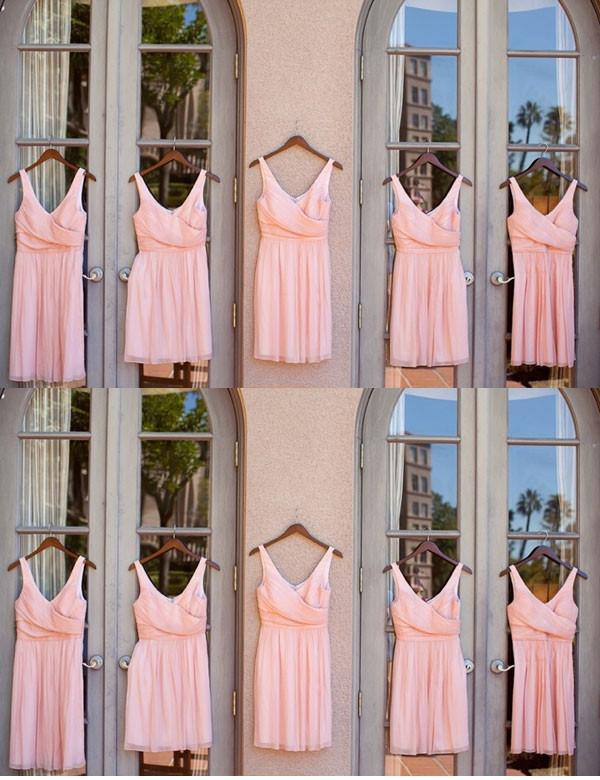 Cute Bridesmaid Dress,V-neck Bridesmaid Dress,Charming Bridesmaid Dress,Short Ruffles Bridesmaid Dress,Classical Bridesmaid Dress, PD45