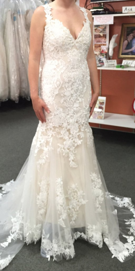 elegant ivory lace mermaid long charming wedding dress, WD100