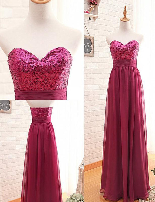 Fashion Bridesmaid Dress,Sweetheart Bridesmaid Dress,Sequin Bridesmaid Dress,Red Bridesmaid Dress,A-line Sexy Bridesmaid Dress, PD50