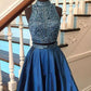 blue homecoming dress, short homecoming dress,two pieces homecoming dress, BD39755