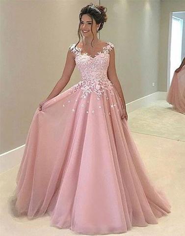 pink prom dress, long prom dress, A-line prom dress, simple prom dress, even gown for girls, BD12644