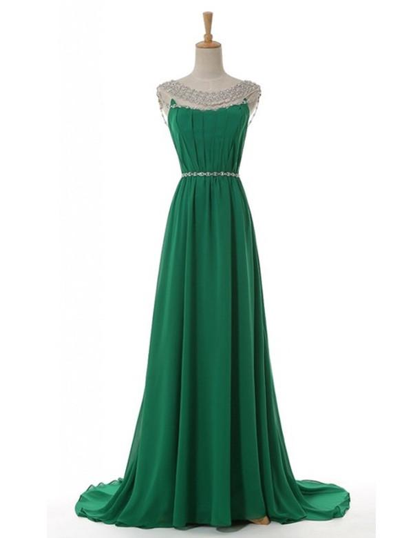 Elegant Bridesmaid Dress,Scoop Bridesmaid Dress,A-line Bridesmaid Dress,Chiffon Bridesmaid Dress,Green Bridesmaid Dress, PD56