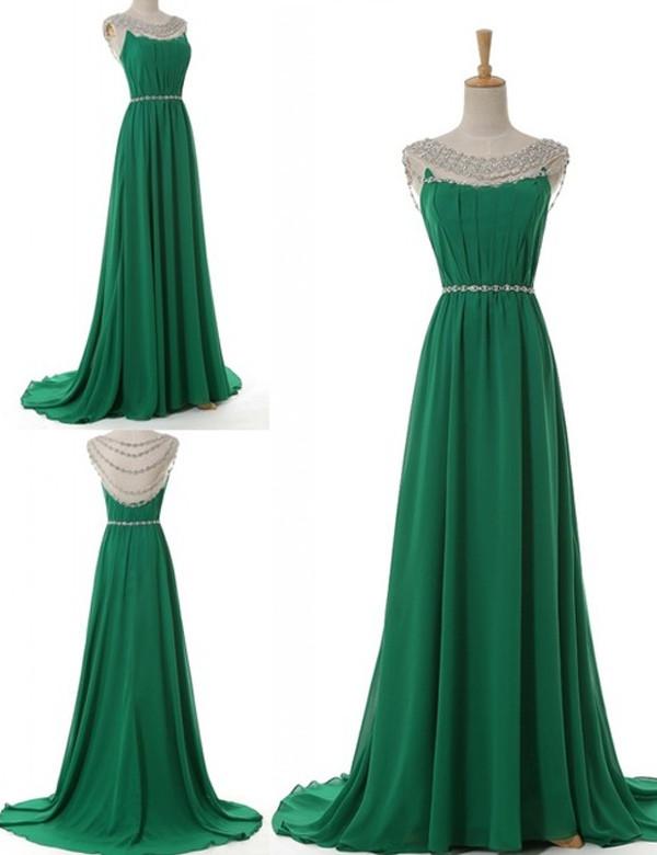 Elegant Bridesmaid Dress,Scoop Bridesmaid Dress,A-line Bridesmaid Dress,Chiffon Bridesmaid Dress,Green Bridesmaid Dress, PD56
