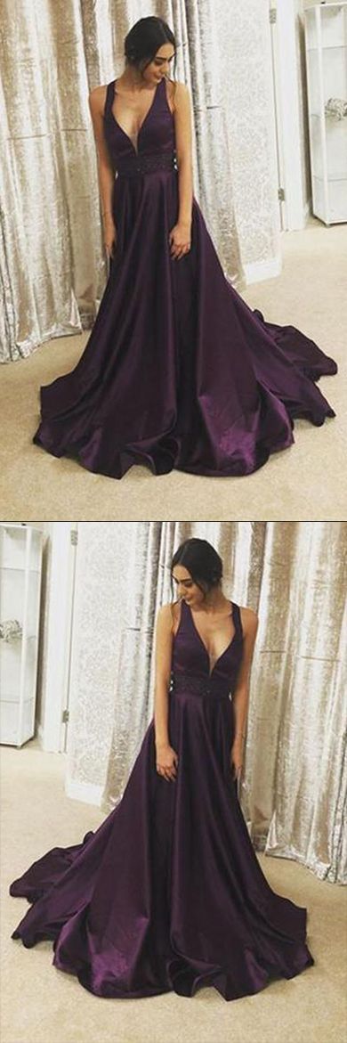 Shop Dark Purple Satin Long Prom Dress | JLDressCA Shop Dark Purple Satin Long Prom Dress | JLDressCA