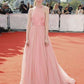 pink long simple chiffon halter formal charming prom dress, PD1143